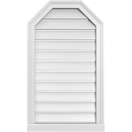 Ekena Millwork Octagonal Top Surface Mount PVC Gable Vent w/ 2"W x 2"P Brickmould Sill Frame, 20"W x 34"H GVPOT20X3403SF